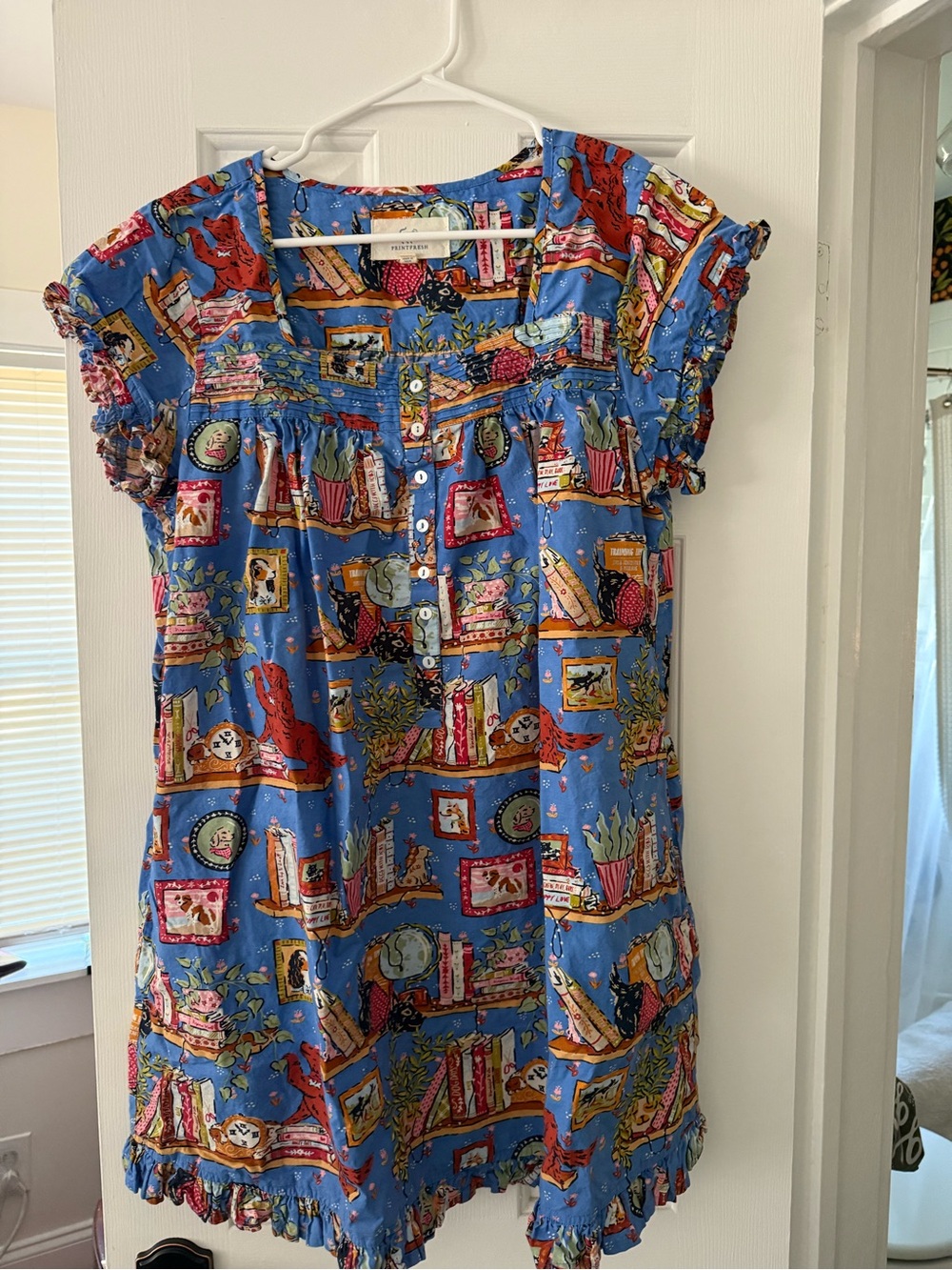 Printfresh Blue Novelty Print Cotton Nightgown - Picture 9 of 9